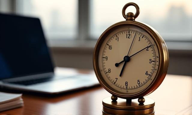 A desk with a pressure gauge and a tired professional